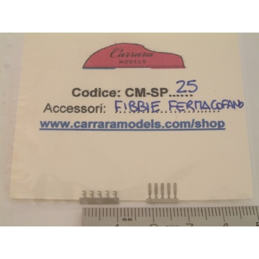 CM-SP25 set 5 pz ganci cofano in fotoincisione tipo fibbia fermacofano in cuoio - scala 1:43